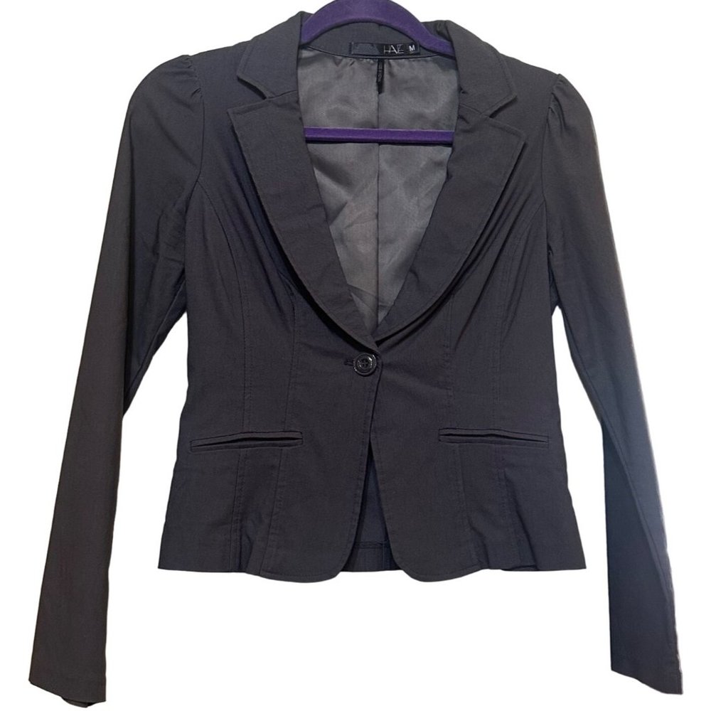 Have Brand Solid Gray Blazer Jacket Long Sleeve Cotton Blend Women's Size M